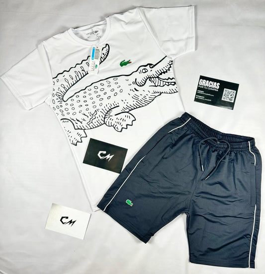 Conjunto Lacoste Verano Blanco Azul