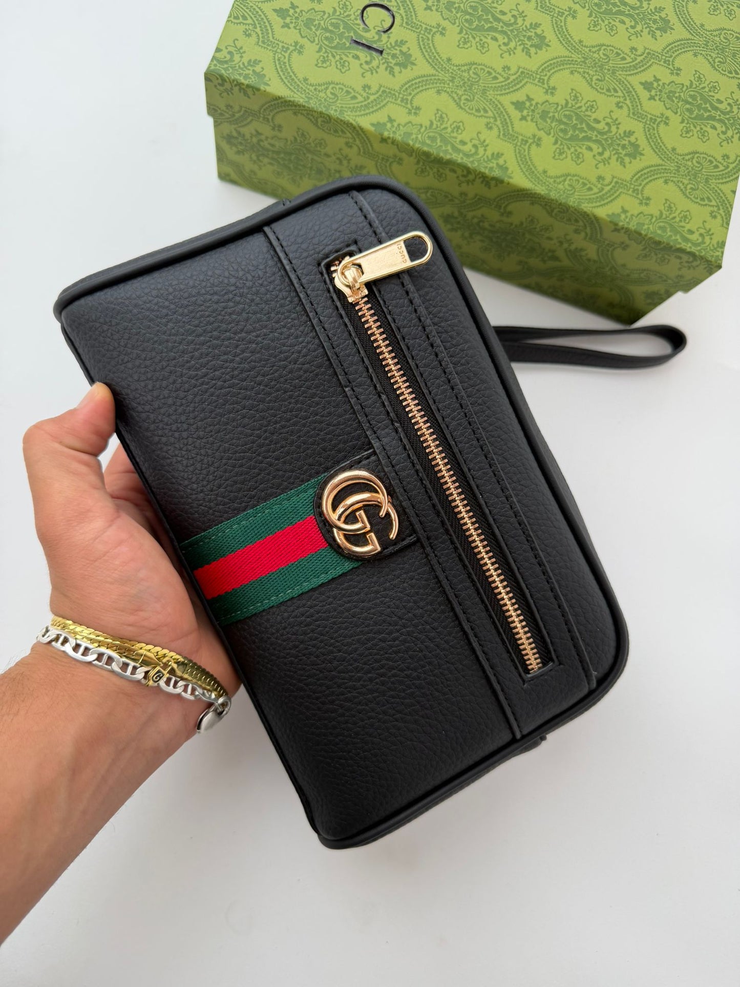 Cartera Gucci Ophidia Web Negro Dorado